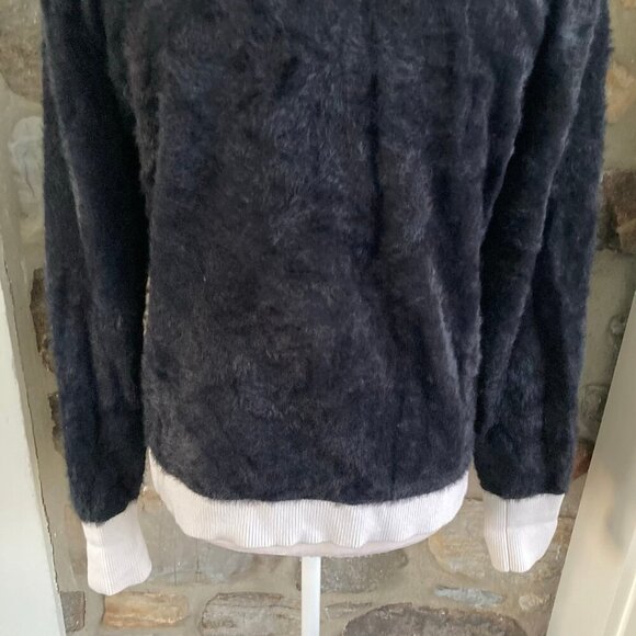 L'AGENCE Kai Wool Fuzzy Pocket Cardigan Color Block Black & White $495 Large - Picture 10 of 12